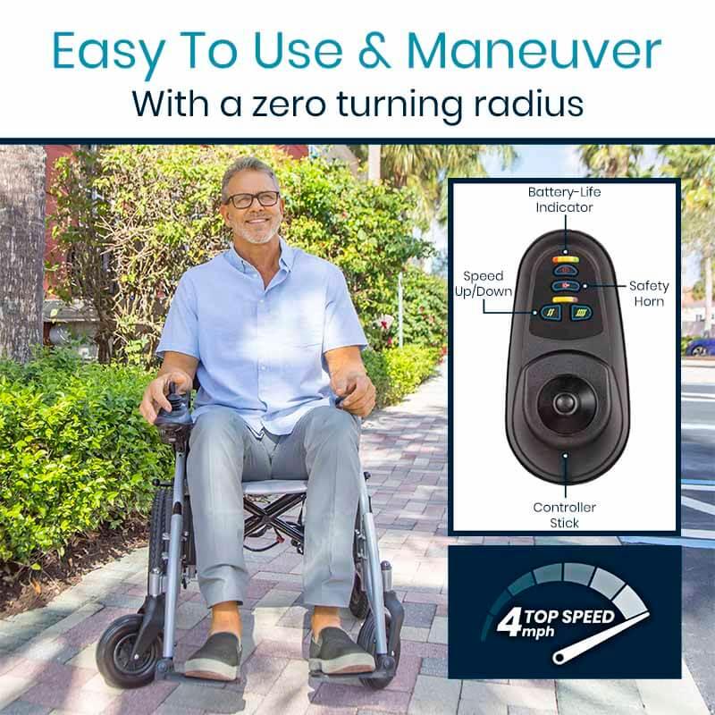 Compact Power Wheelchair - Foldable Long Range Transport Aid-OPEN BOX Vive Mobility