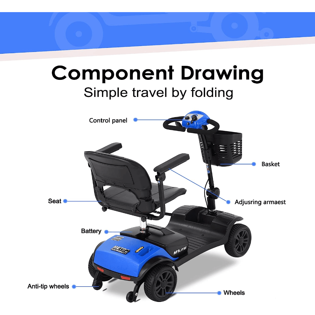 Metro Mobility M1 Lite 4-Wheel Mobility Scooter - Mobility Angel