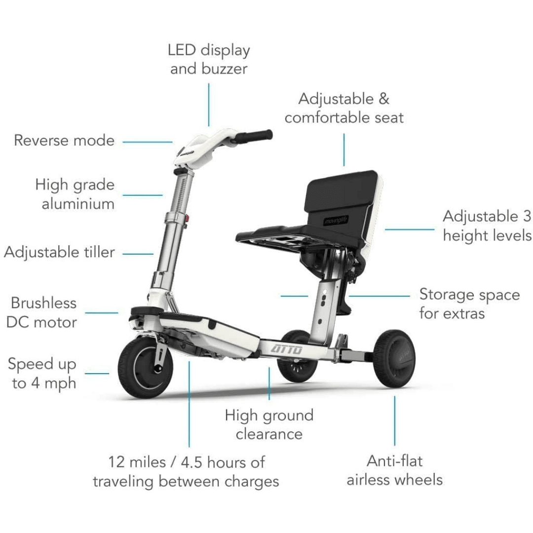 Moving Life ATTO High-Performance Folding Travel Scooter with Lithium Battery - Mobility Angel