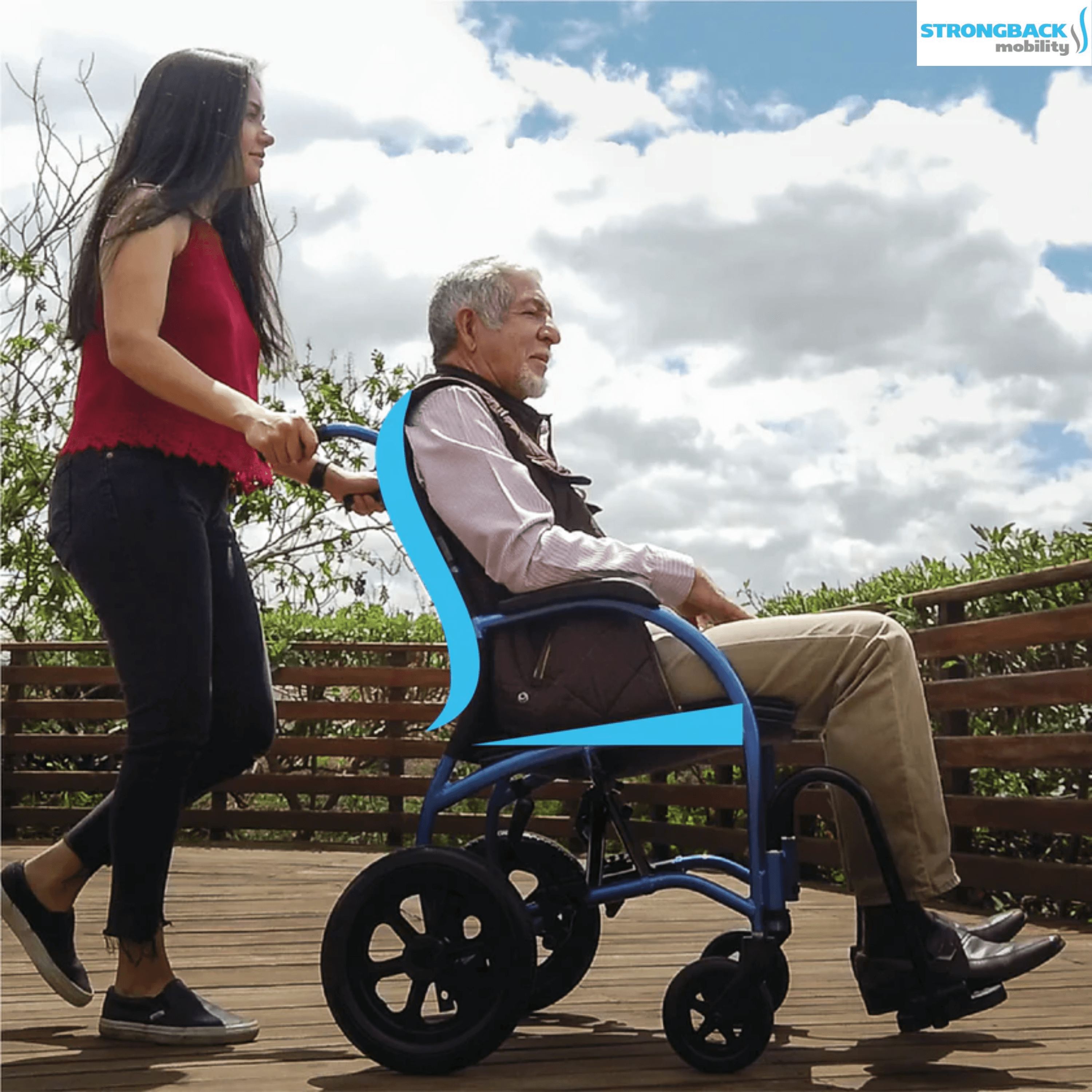 STRONGBACK 12S+AB Transport Wheelchair Comfortable and Stylish Strongback