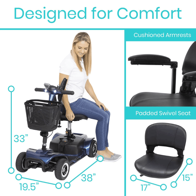4 Wheel Mobility Scooter - Electric Powered with Seat for Seniors Vive Mobility