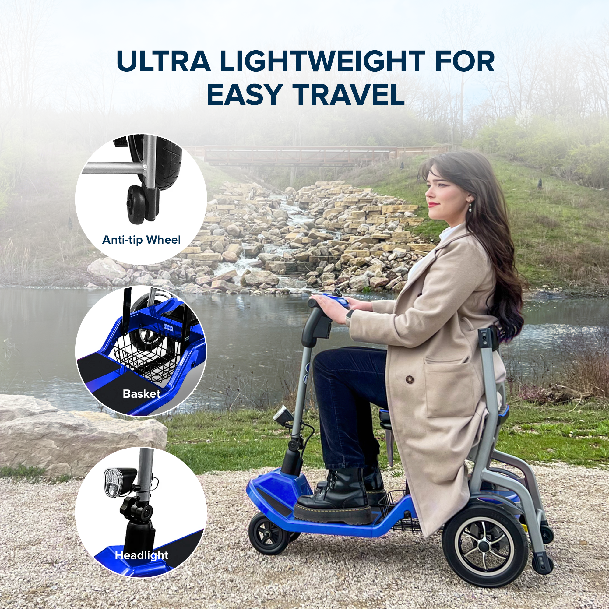 ZiiLIF-R3b 2024 Ultra Lightweight Folding Mobility Scooter for Travel Senior/Adult - Warranty Covered and Airlines Approved
