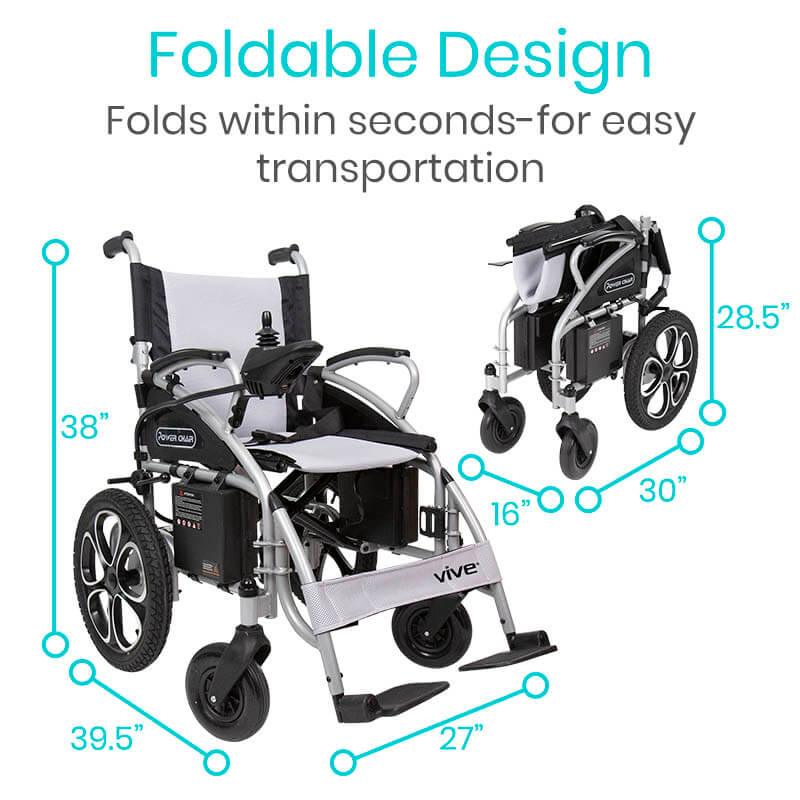 Compact Power Wheelchair - Foldable Long Range Transport Aid-OPEN BOX Vive Mobility
