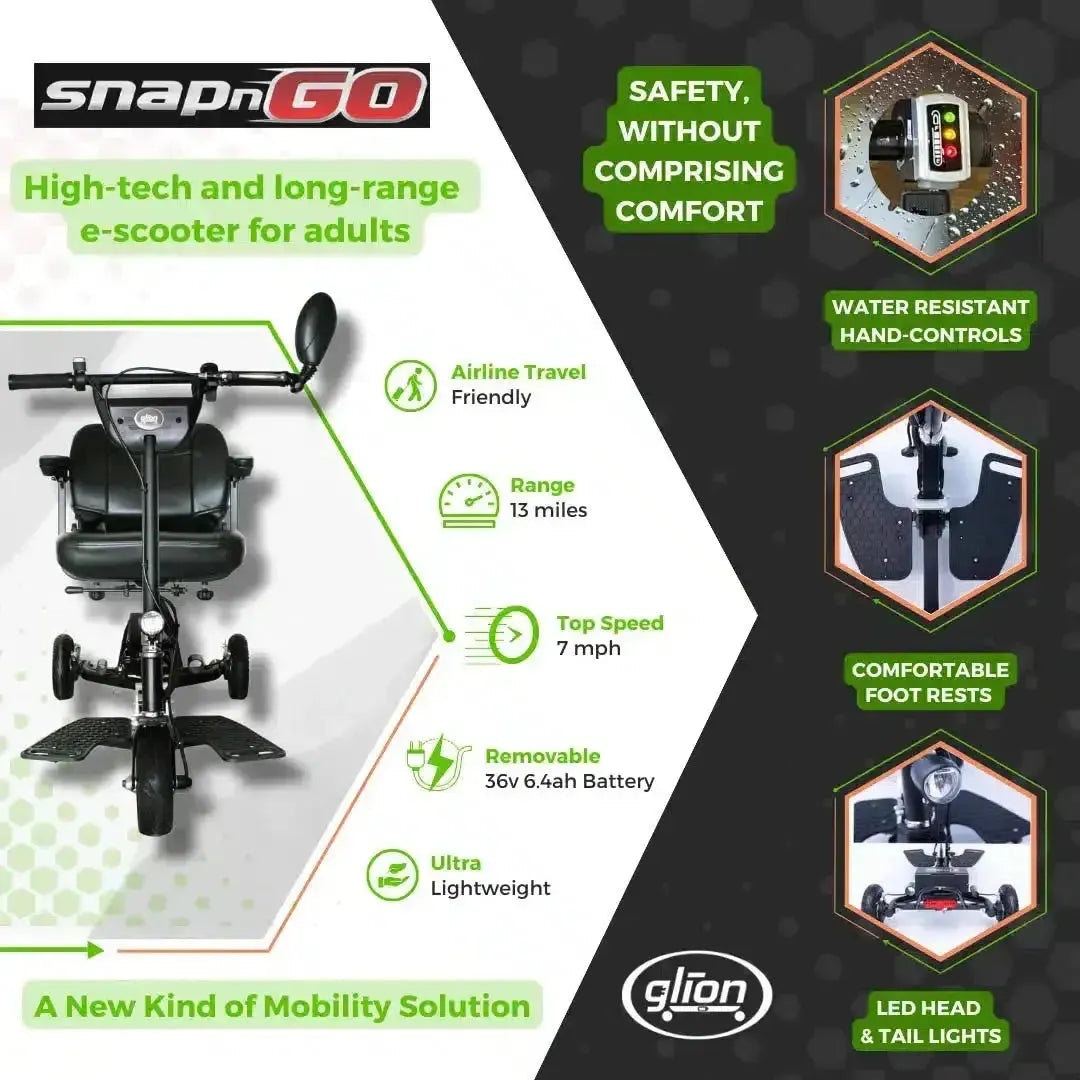 Glion SNAPnGO Model 335 250W Foldable Sport Mobility Scooter