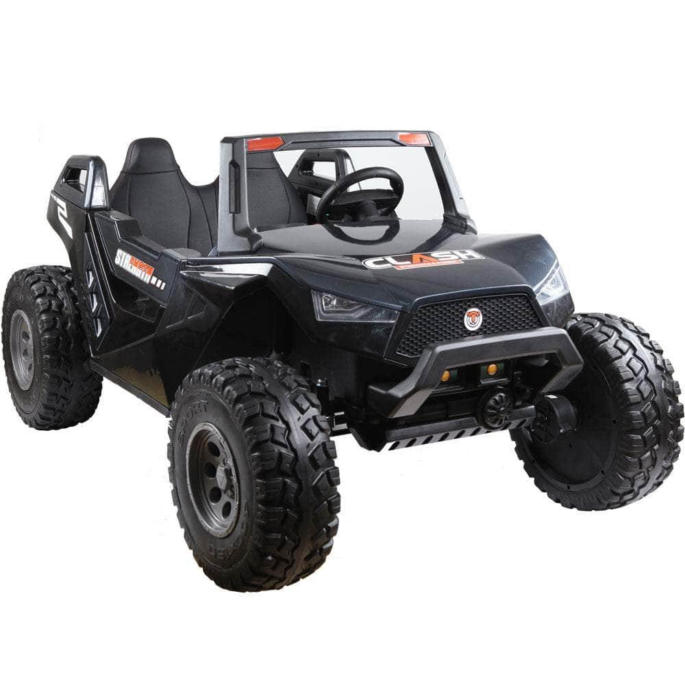 MotoTec Baja 4x4 Kids 24v UTV electric ride-on car with 4-wheel drive, leather seat, Bluetooth stereo, lights - Mobility Angel