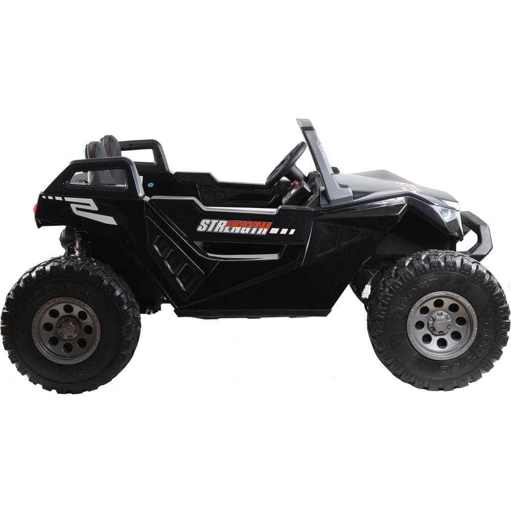 MotoTec Baja 4x4 Kids 24v UTV electric ride-on car with 4-wheel drive, leather seat, Bluetooth stereo, lights - Mobility Angel